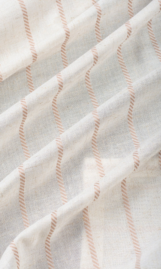 Striped Home Décor Fabric By the Yard (Milky White/ Baby Pink)