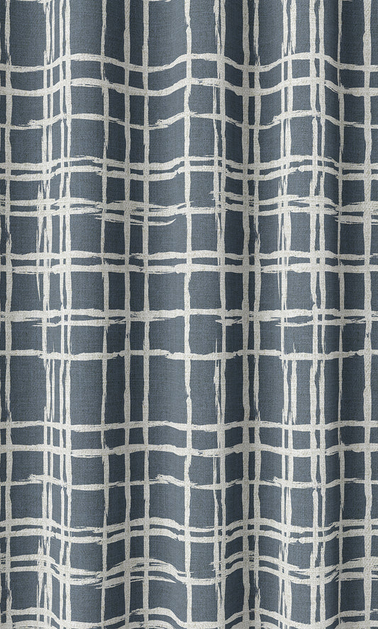 Abstract Patterned Shades (Petrol Blue/ White)