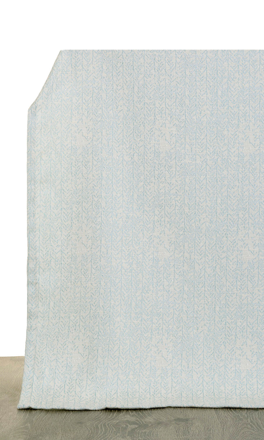Herringbone Poly-Cotton Window Treatments Fabric By the Yard (White/ Blue)