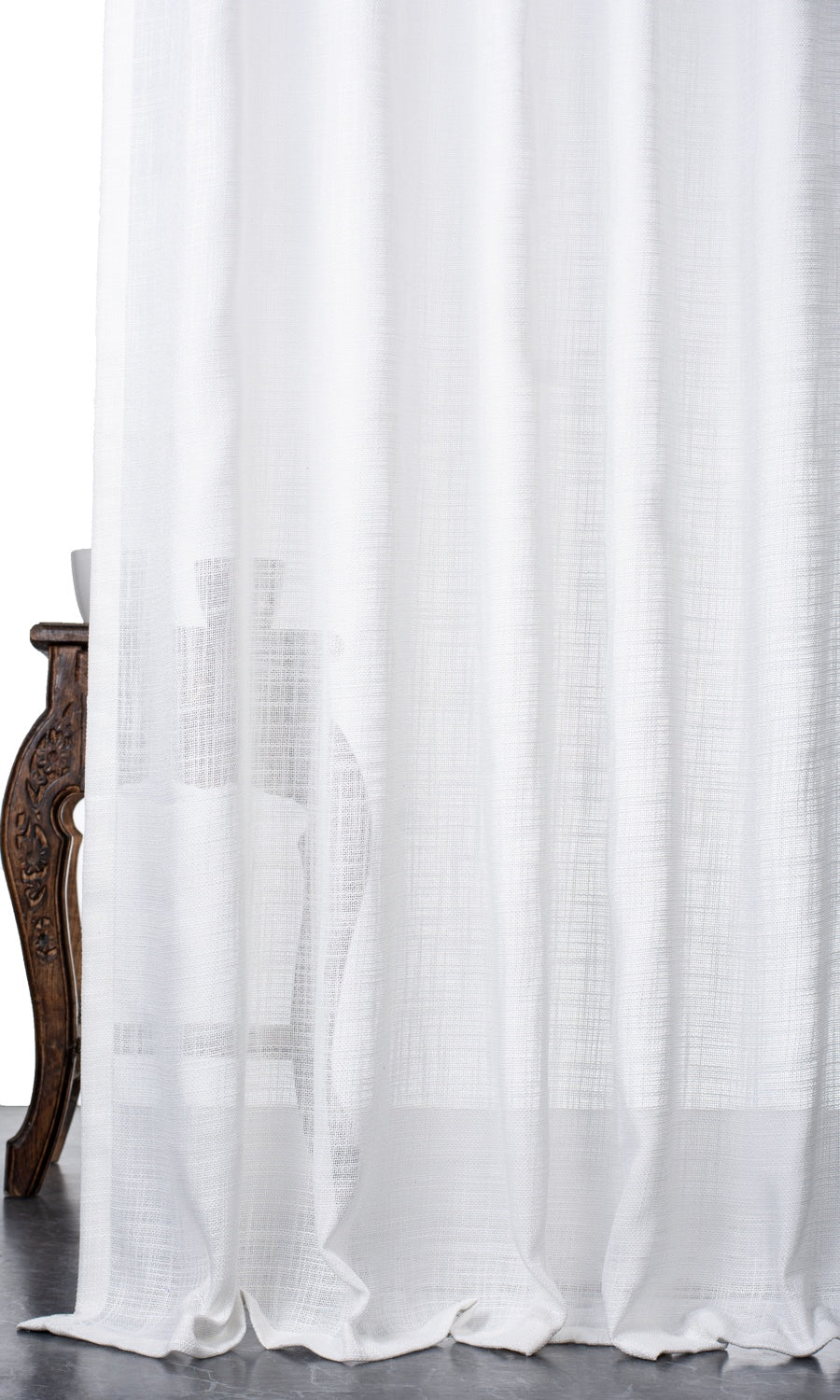 Textured Sheer Window Treatments Fabric By the Yard (White)