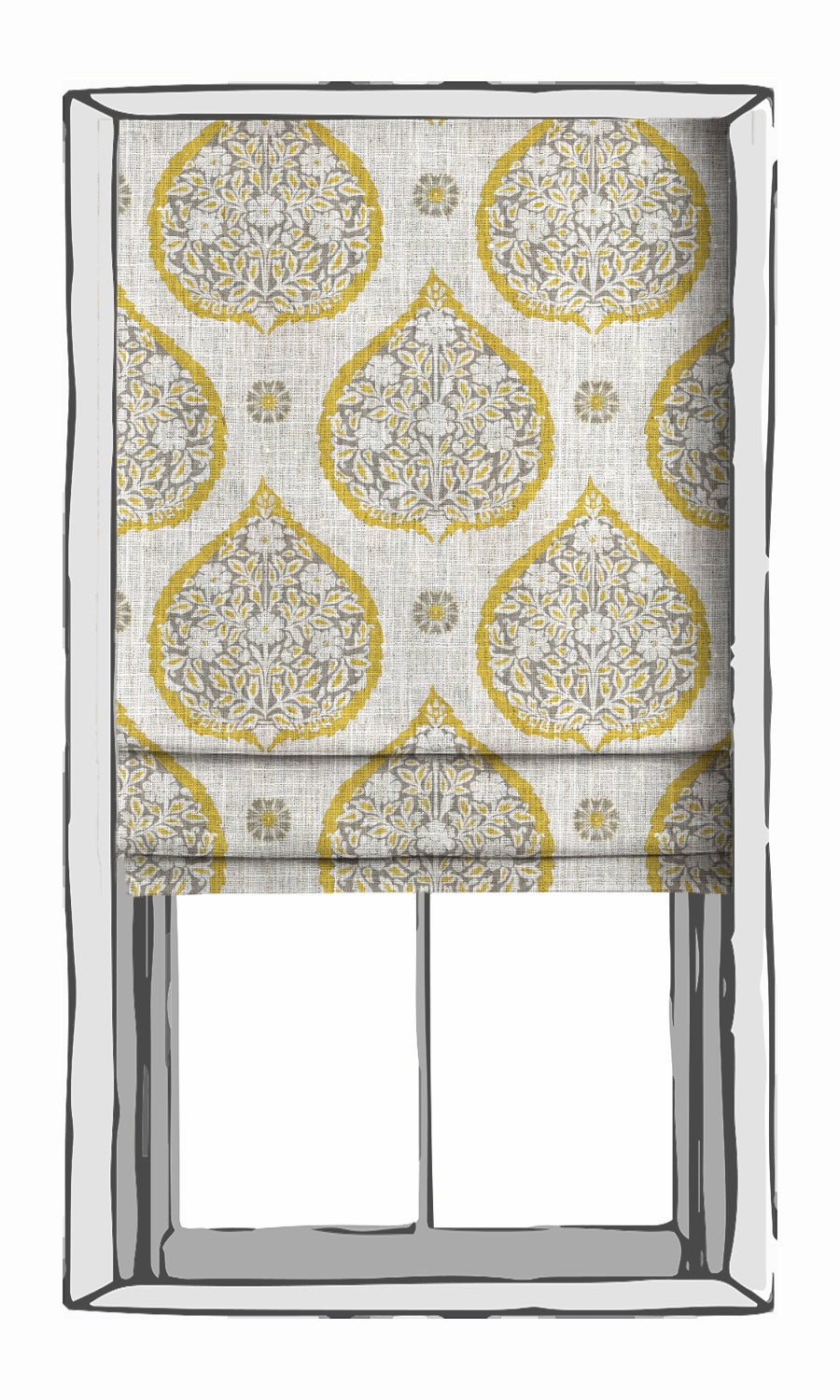 Paisley Window Treatments Fabric Sample (Yellow/ Gray)