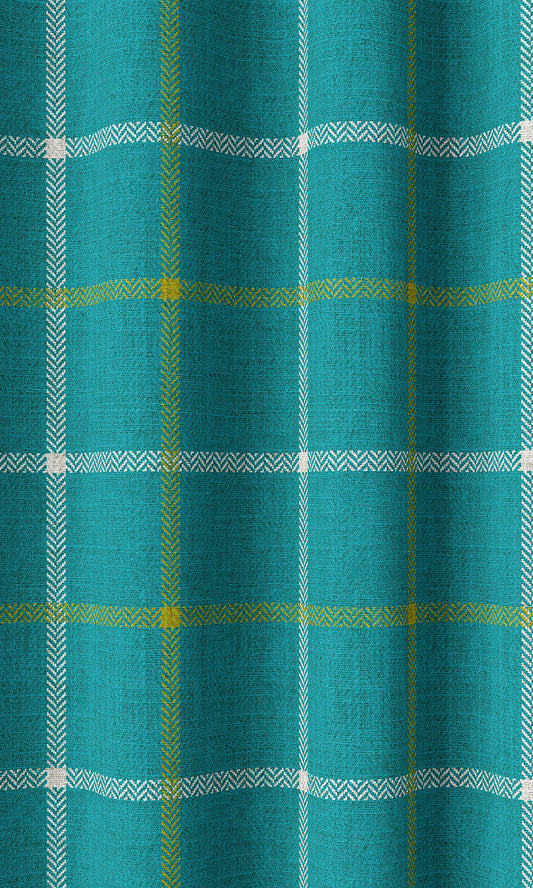 Modern Check Print Blinds (Turquoise Blue)