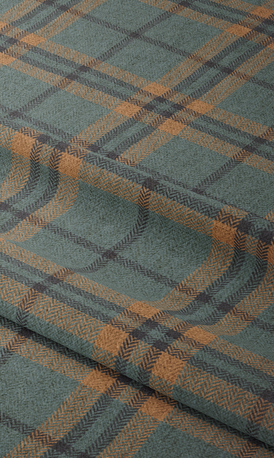 Plaid Fabric Material By the Yard (Teal/ Mustard)