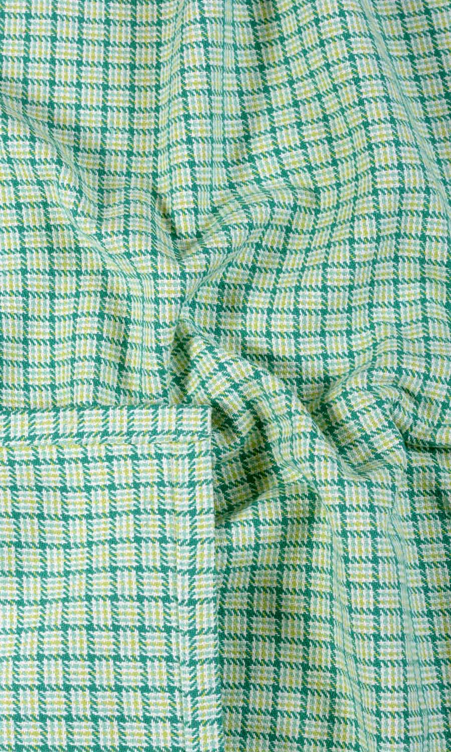 Basketweave Cotton Fabric Sample for Roman Blinds & Shades (Green/ Blue)