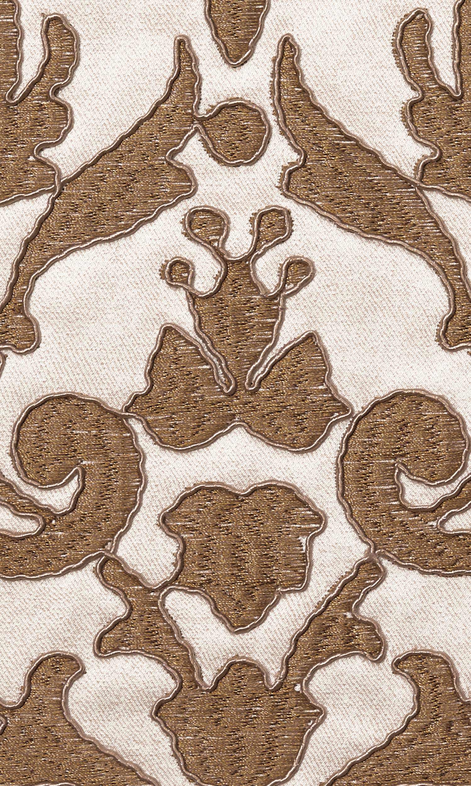 Damask Home Textile Fabric Material By the Yard (White/ Brown)