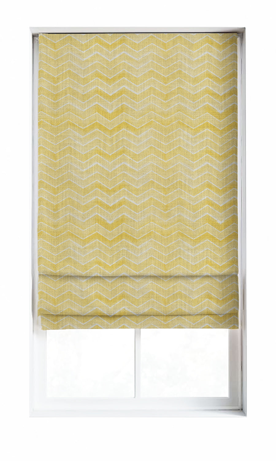 Chevron Print Window Treatments Fabric By the Metre (White/ Yellow)