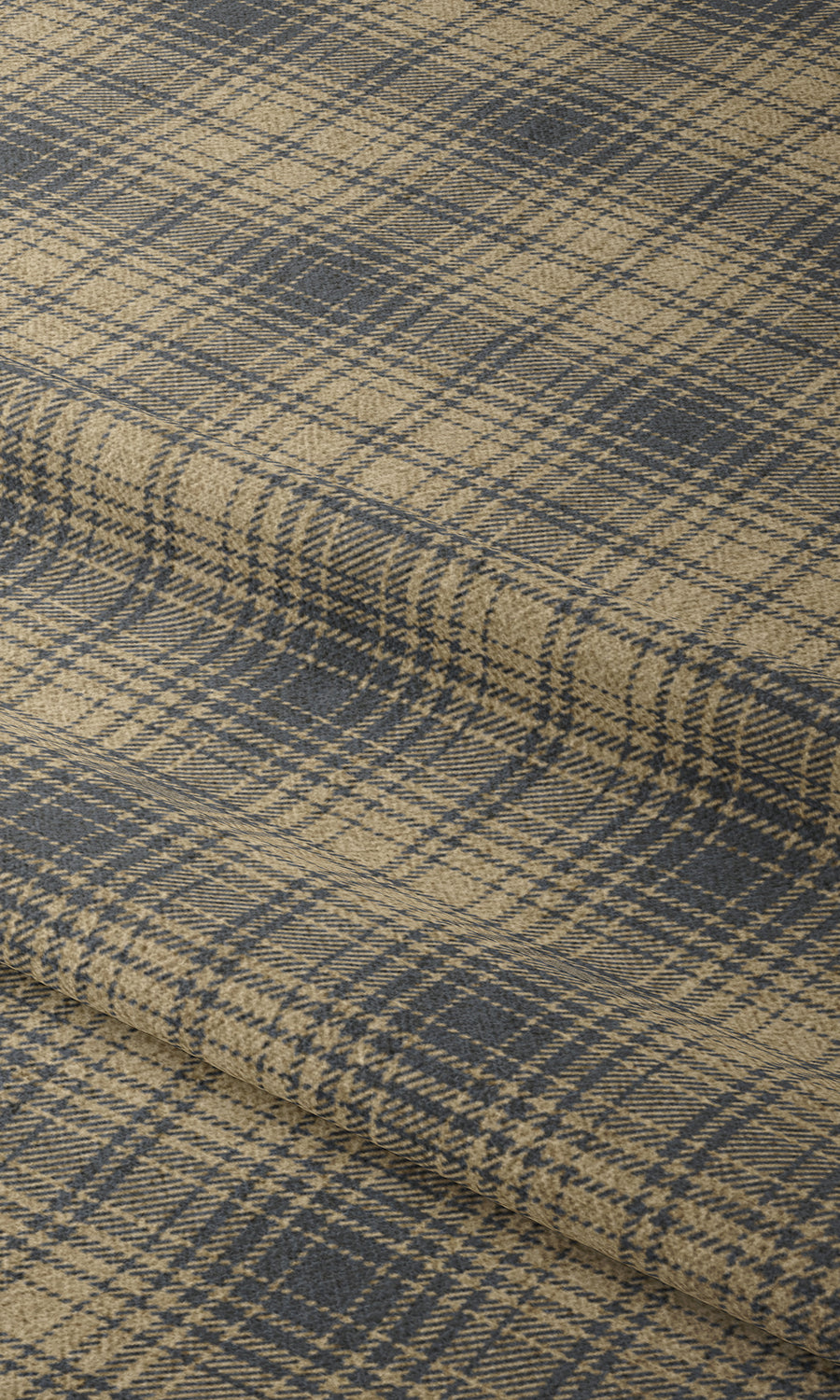 Plaid Fabric Material By the Yard (Yellow & Navy Blue/Grey)
