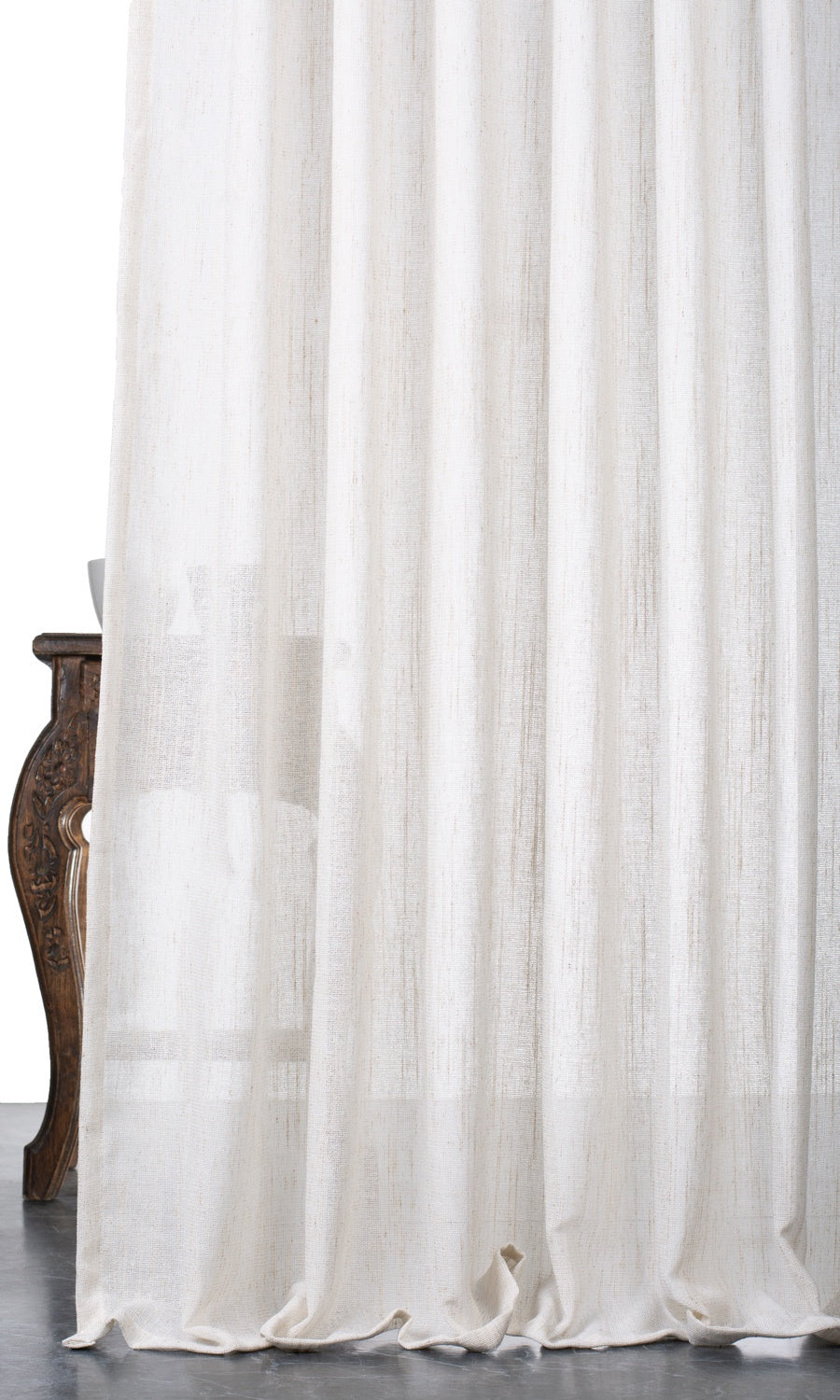 Poly-Linen Sheer Home Textile Fabric Material Sample (Ivory)