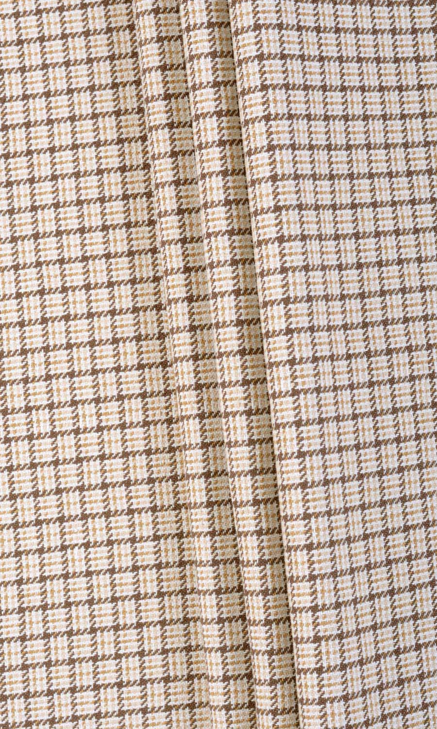 Check Cotton Home Textile Fabric Material By the Yard (Brown/ Mocha/ Cream)