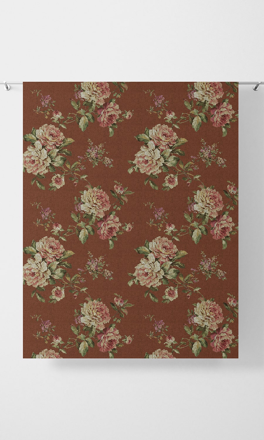 Country Floral Home Décor Fabric By the Yard (Orange/ Red)