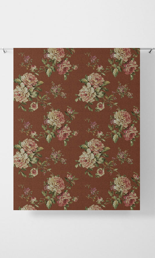 Country Floral Home Décor Fabric By the Yard (Orange/ Red)