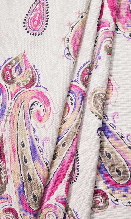 Paisley Print Roman Shades (Pink/ Purple)