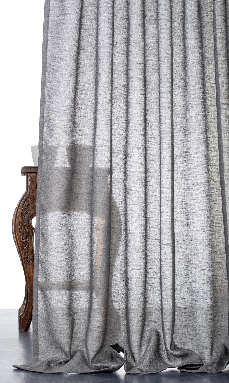Plain Sheer Home Décor Fabric By the Yard (Dark Grey)