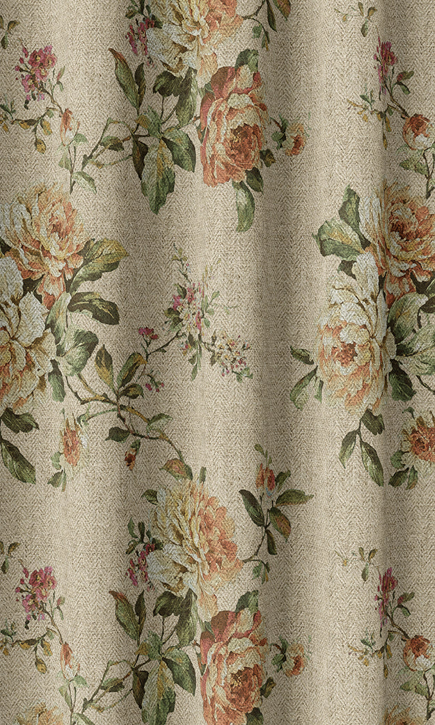 Modern Country Floral Home Textile Fabric Material Sample (Yellow)