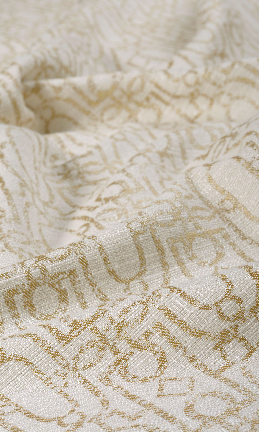 Trellis Poly-Cotton Fabric Material By the Yard (Off White/ Pale Beige)