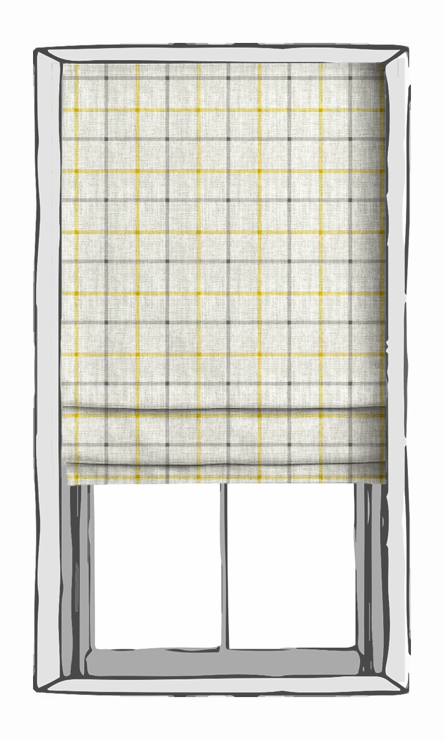 Check Print Window Treatments Fabric By the Yard (Linen White/ Yellow)