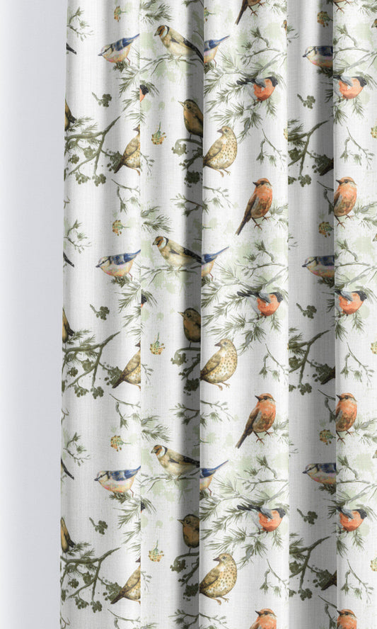 Bird-Print Cotton Home Décor Fabric Sample (Yellow/ Orange/ White)