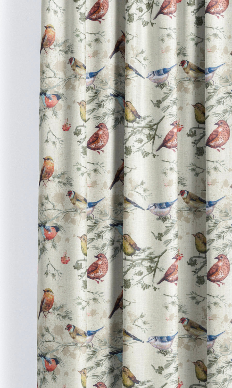 Bird-Print Cotton Home Décor Fabric By the Yard (Red/ Gray/ Blue/ Beige)