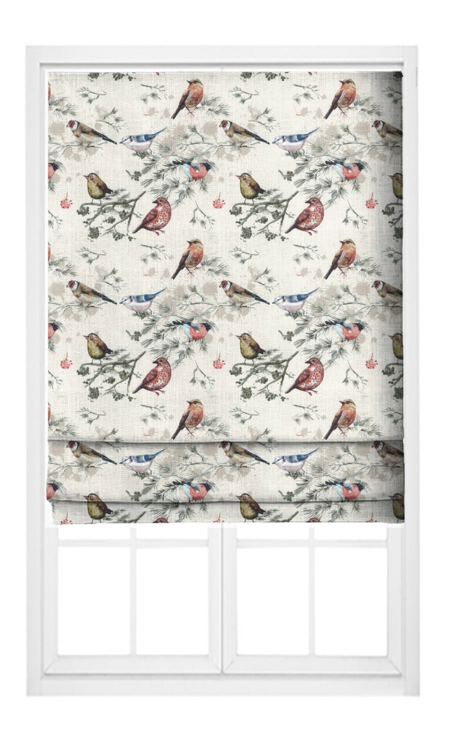 Bird-Print Cotton Home Textile Fabric Material Sample (Red/ Gray/ Blue/ Beige)
