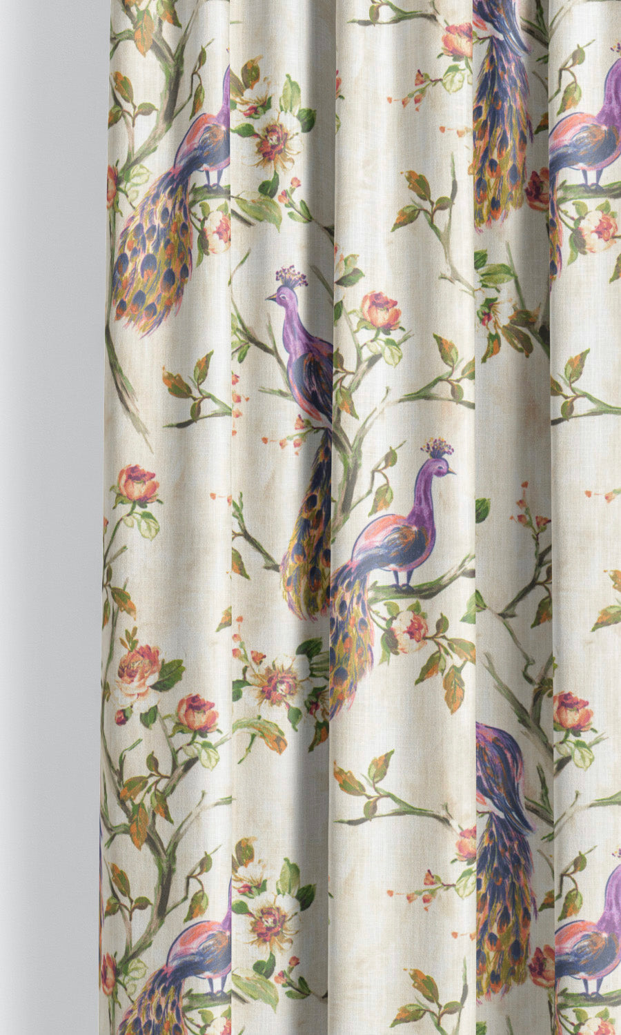 French Country Print Window Treatments Fabric By the Yard (Orange/ Green/ Purple)