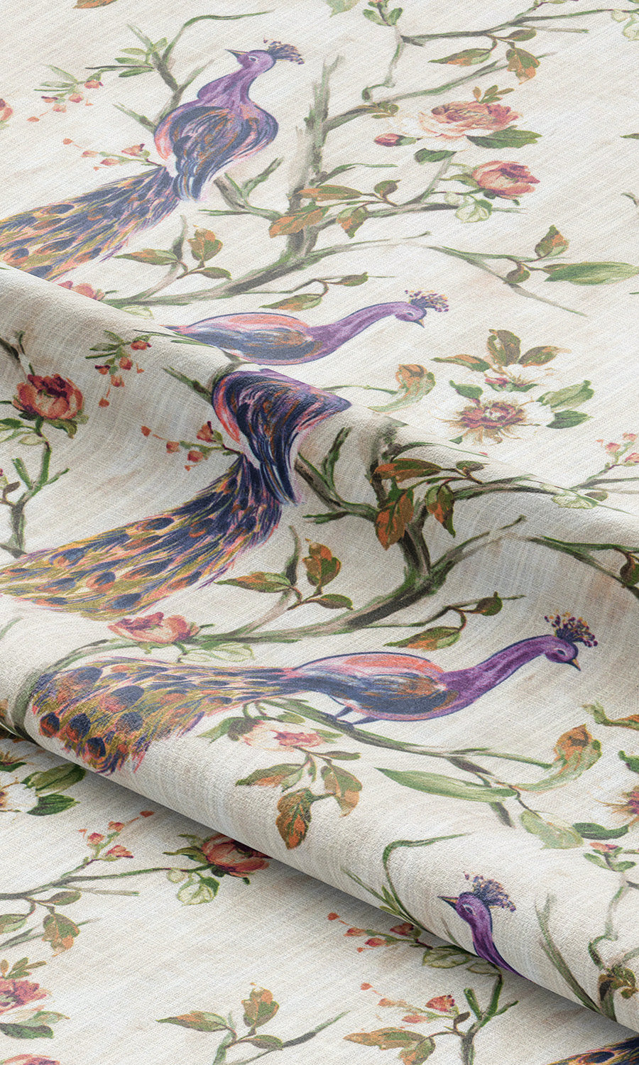 French Country Print Fabric Material By the Yard (Orange/ Green/ Purple)