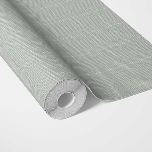 Neutral Textured Check/ Geometric Traditional Wallpaper (Sage Gray)