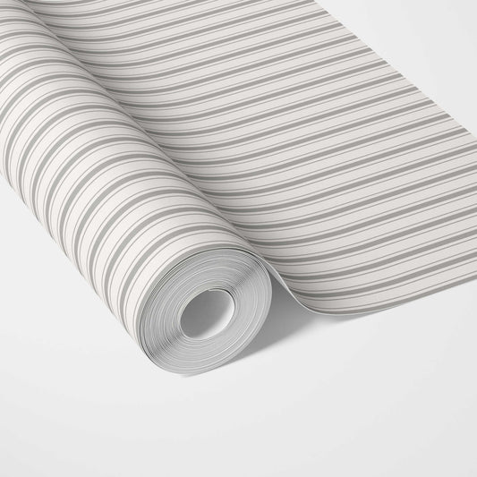 Neutral Geometric Striped Traditional Wallpaper (Light Gray)