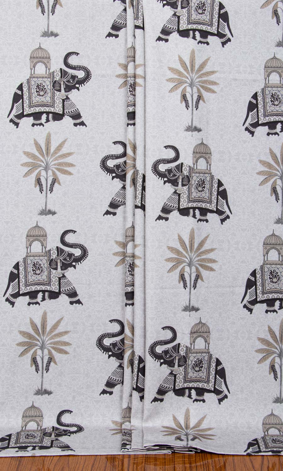 Cotton Printed Window Treatments Fabric By the Yard (Grey)