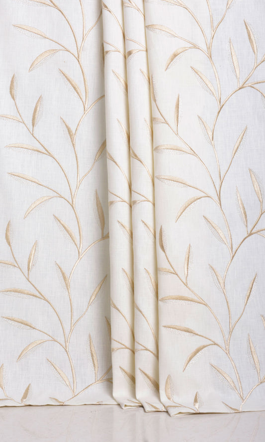 Floral Embroidery Home Décor Fabric By the Yard (White/ Cream)