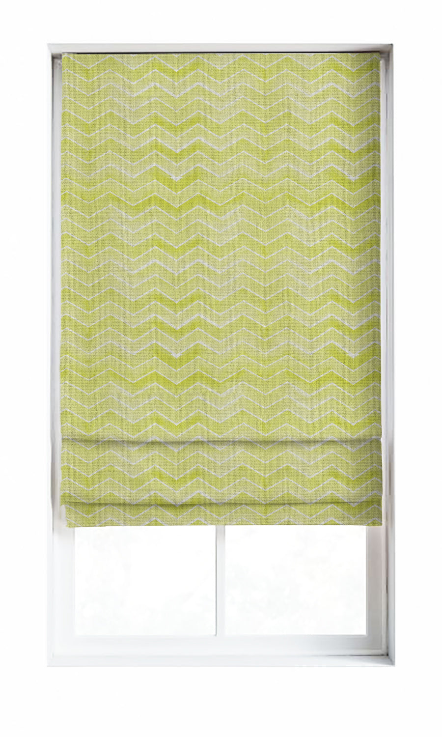 Chevron Print Window Treatments Fabric By the Metre (Eggshell White/ Pear Green)