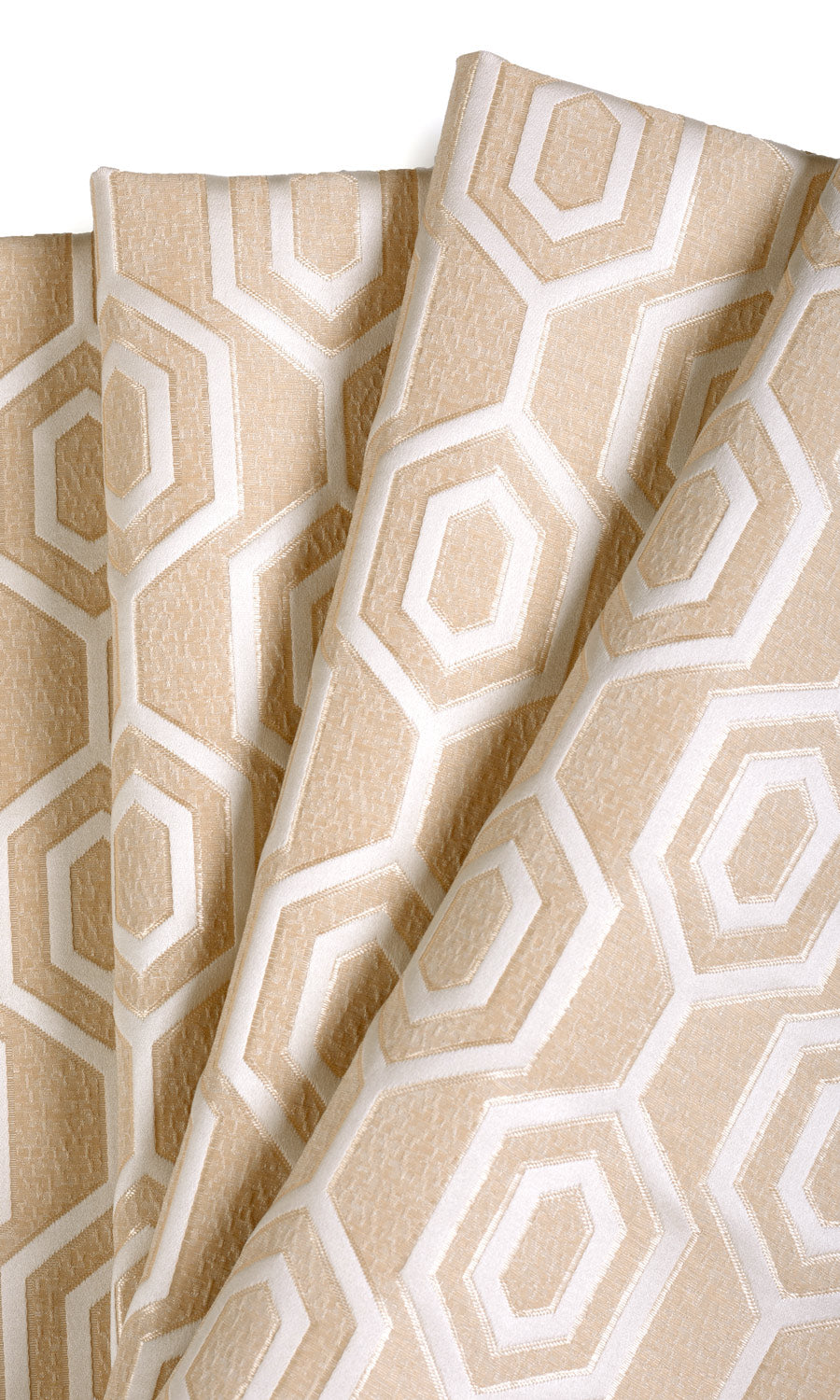 Honeycomb Patterned Home Décor Fabric By the Yard (Sand Beige/ White)