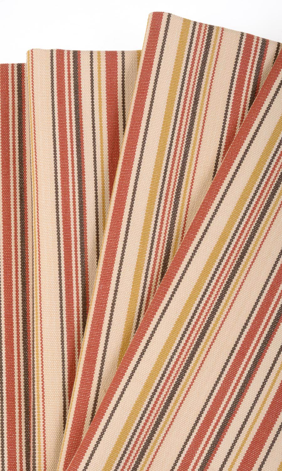 Striped Cotton Fabric Material By the Yard (Beige/ Coral Red)