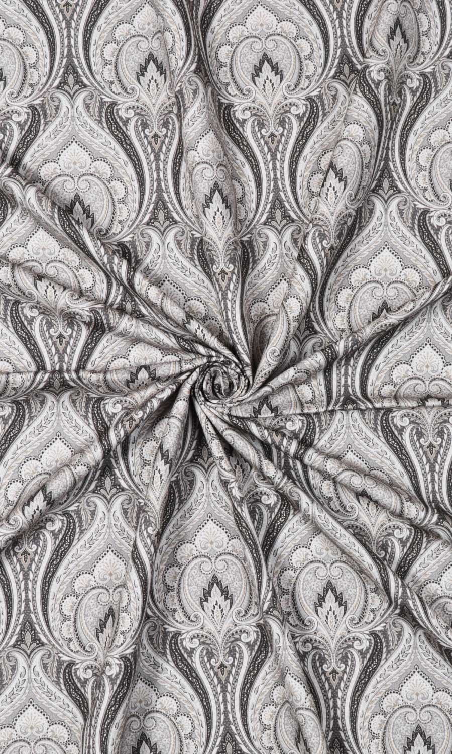 Floral Damask Window Treatments Fabric Sample (Grey/ Charcoal)