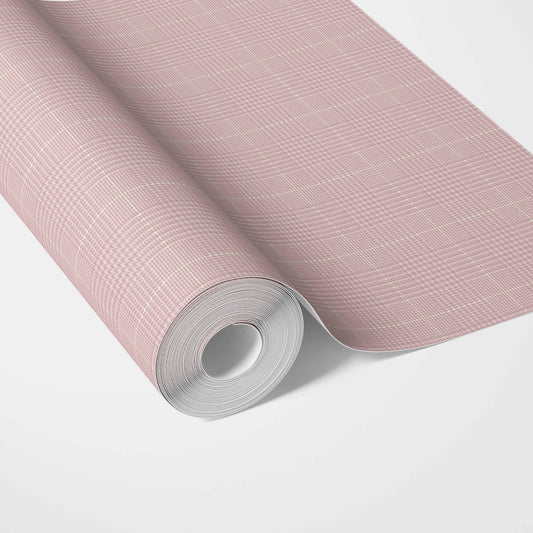 Textured Check/ Geometric Traditional Wallpaper (Pink)