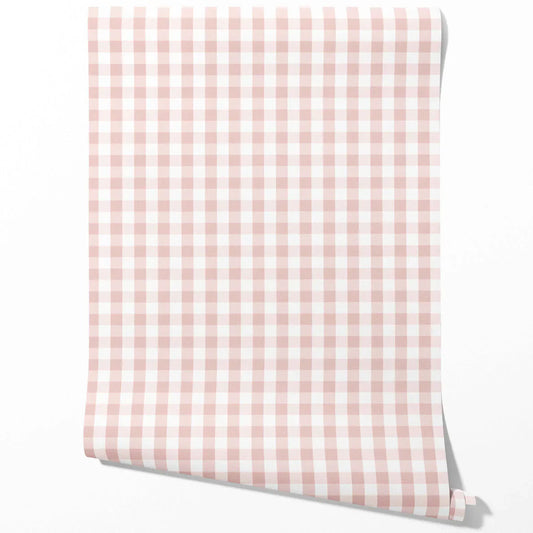 Geometric Gingham Traditional Wallpaper (Pink)