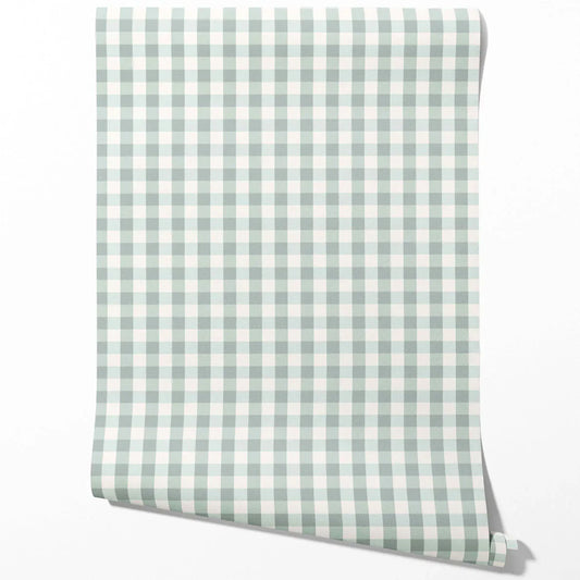 Geometric Gingham Traditional Wallpaper (Powder Blue)