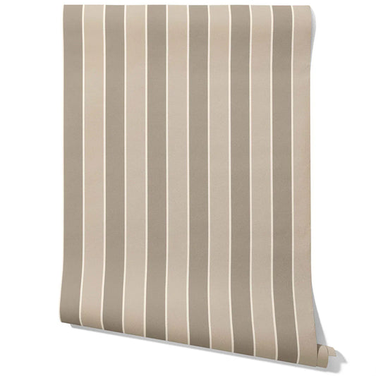 Neutral Geometric Striped Traditional Wallpaper (Taupe Grey/ Brown)