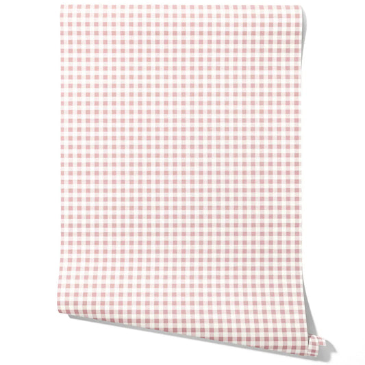 Gingham Checkered Traditional Wallpaper (Pink)