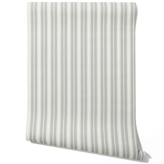 Neutral Geometric Striped Traditional Wallpaper (Grey)