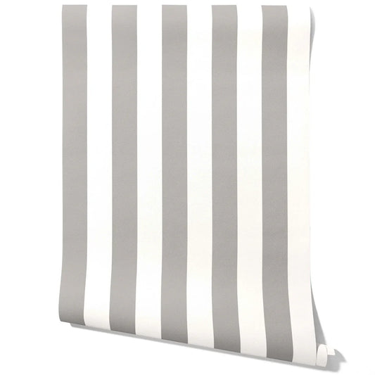 Neutral Geometric Striped Traditional Wallpaper (Grey/ White)