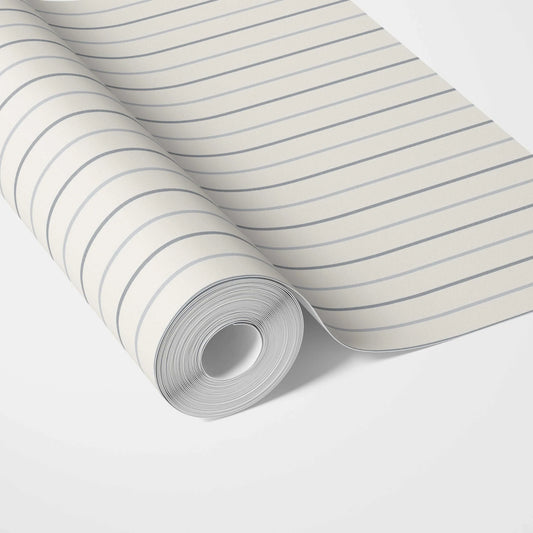 Neutral Geometric Striped Traditional Wallpaper (Cream/ White/ Grey)