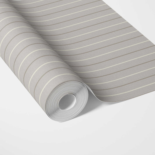 Neutral Geometric Striped Traditional Wallpaper (Grey)