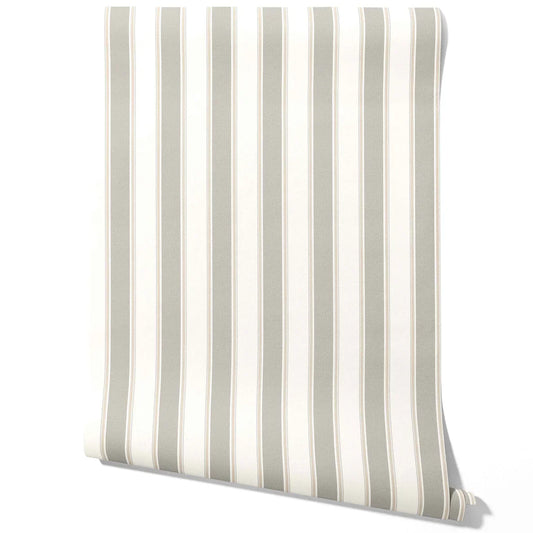 Neutral Geometric Striped Traditional Wallpaper (Grey/ Beige/ Taupe)