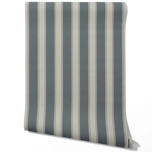 Neutral Geometric Striped Traditional Wallpaper (Slate Grey)