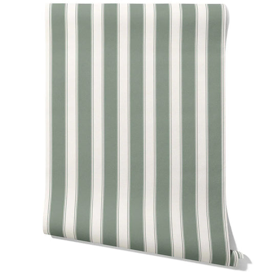 Geometric Striped Traditional Wallpaper (Sage Green)