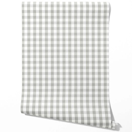 Geometric Gingham Traditional Wallpaper (Grey)