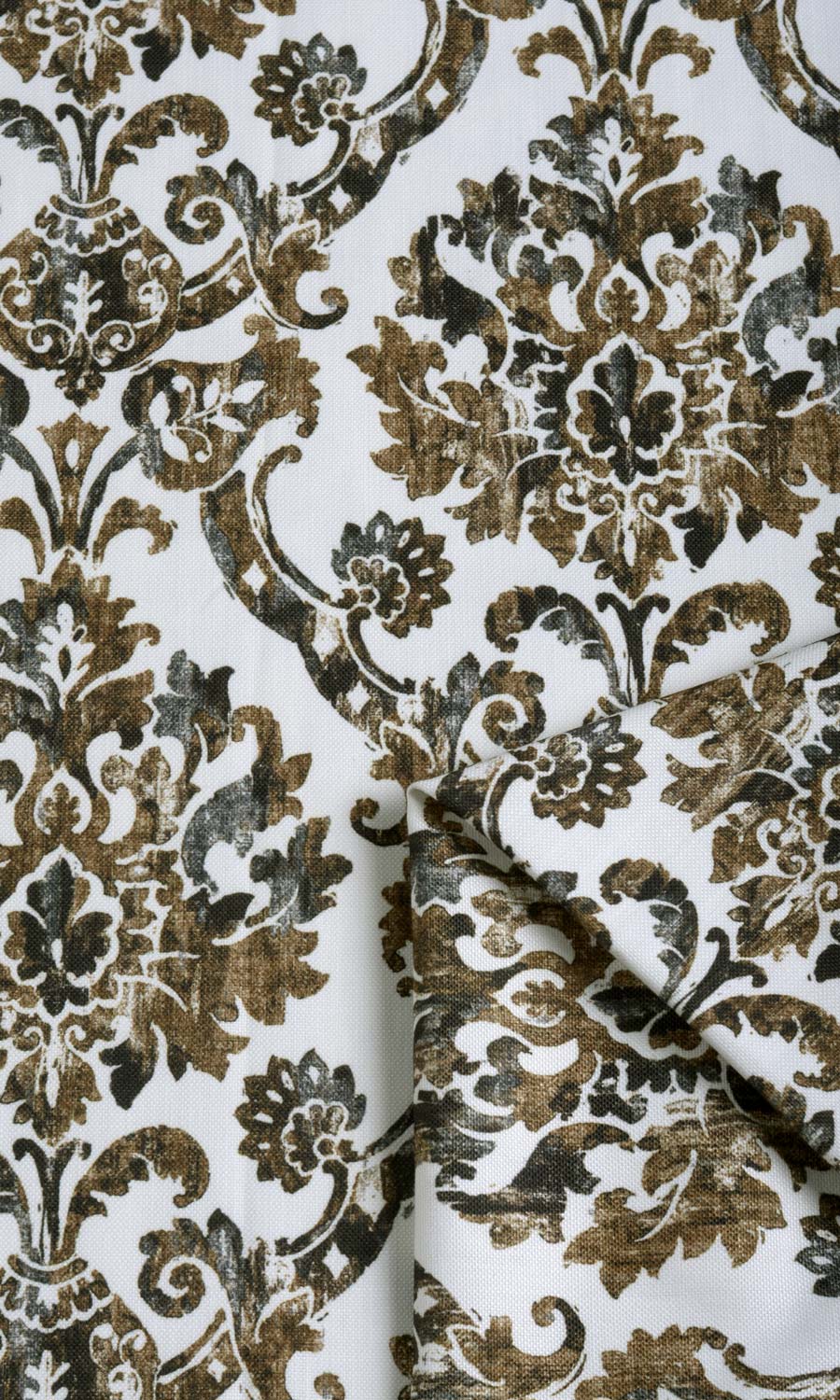 Damask Print Home Textile Fabric Material By the Yard (Brown/ Grey)