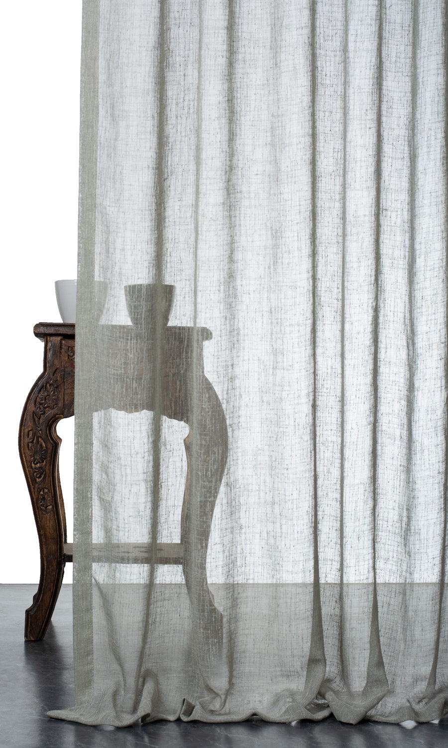 Textured Sheer Window Treatments Fabric By the Yard (Dove Grey)