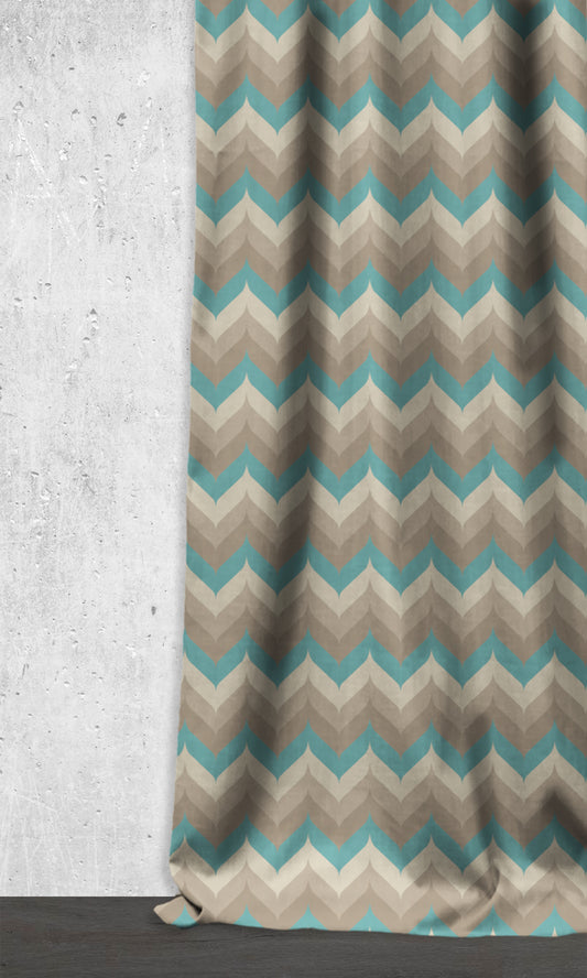 Light Blocking Home Décor Fabric By the Yard (Cream/ Grey/ Blue)
