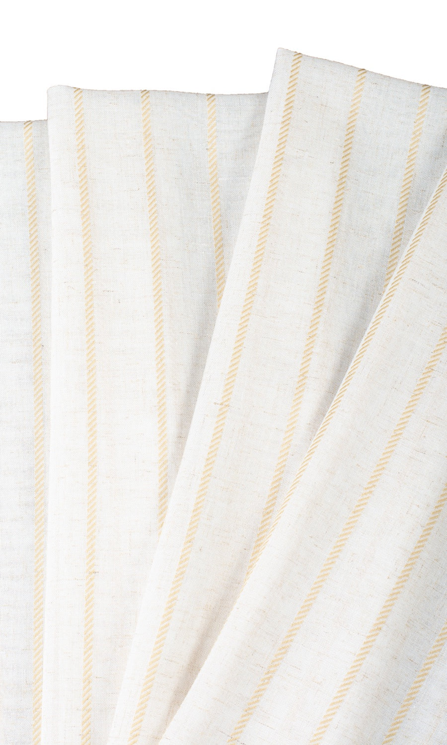 Striped Sheer Free Fabric Material Sample (White/ Mustard Beige)